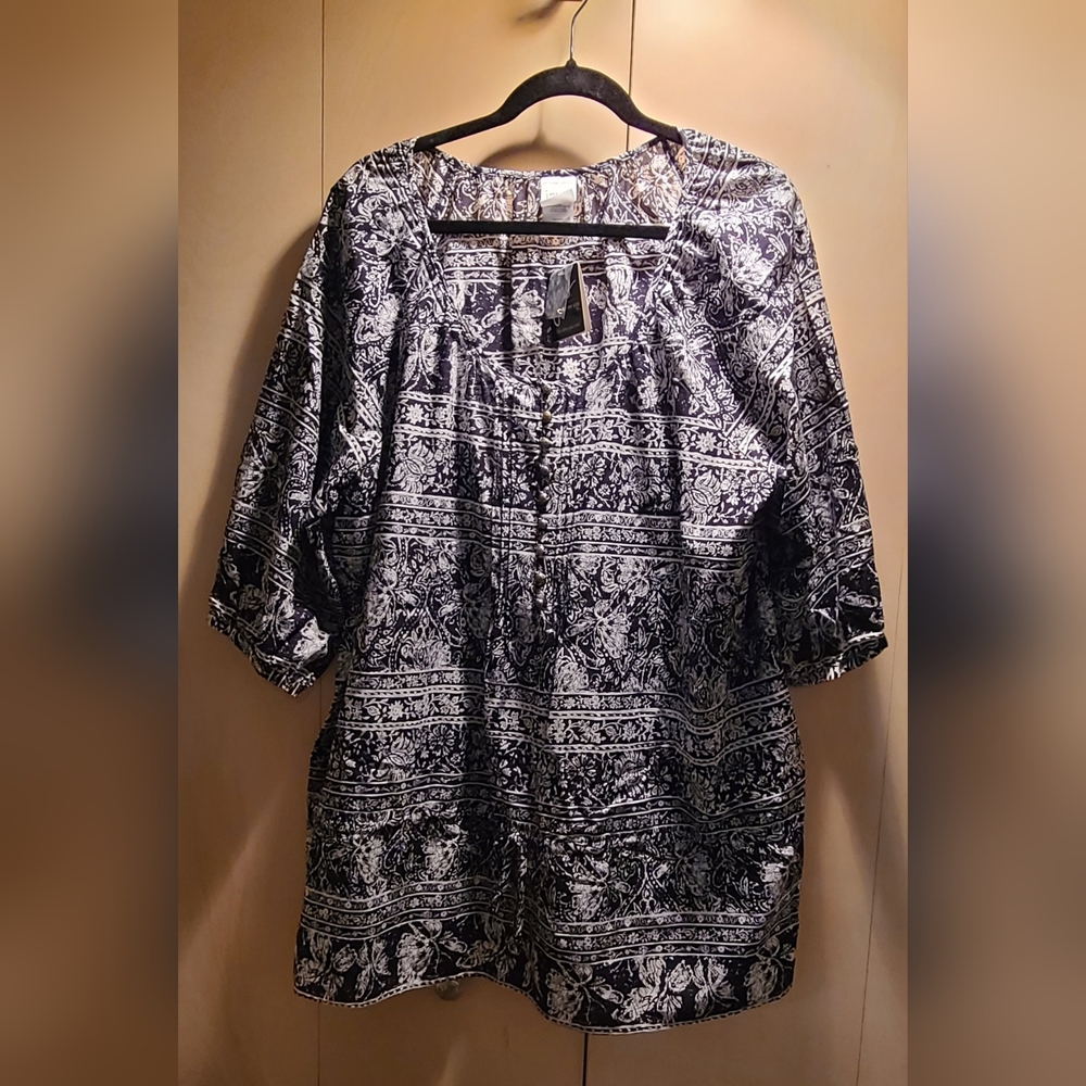 Just My Size Black and White Women's Tunic Top 2X NWT